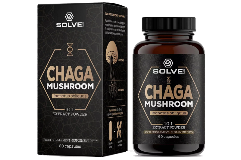 Chaga Mushroom 10:1 Extract 60 Capsules (Solve Labs)