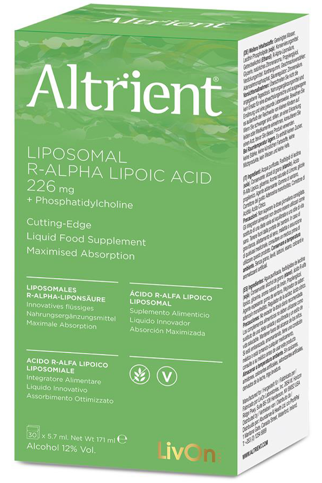 Liposomal R Alpha Lipoic Acid 226mg X 30 Sachets Altrient Healthy Supplies