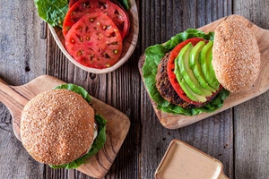 Amaranth & Aubergine Burgers (via keepinitkind.com)