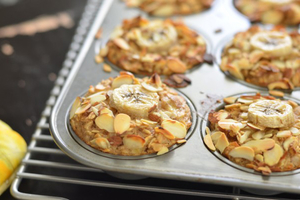 Banana Almond Baked Oatmeal Cups (via coffeeandquinoa.com)