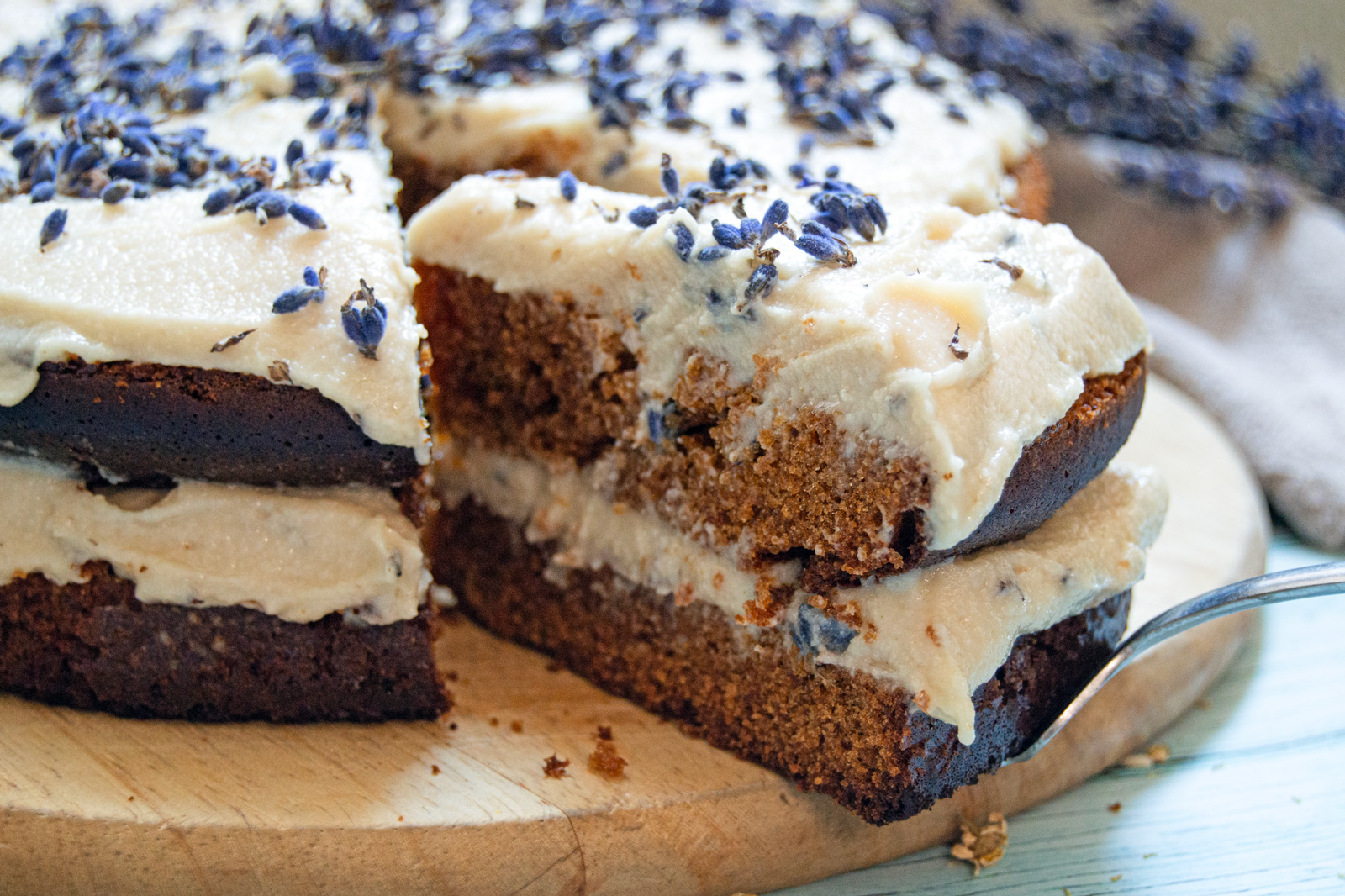 Honey Chamomile Cake with Lavender Frosting