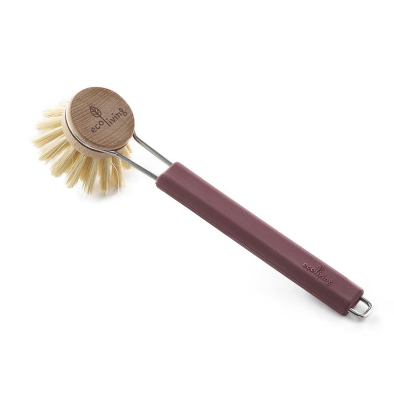 Dish Brush Burgundy With Replaceable Head (Ecoliving)