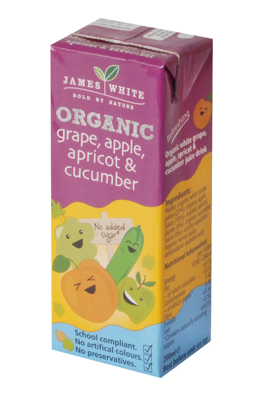 Organic Grape, Apple, Apricot & Cucumber Juice 3 x 200ml (James White)