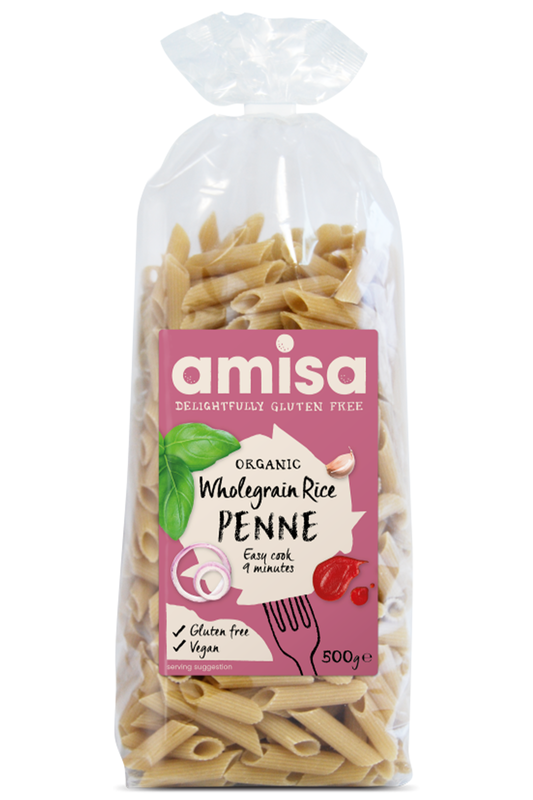 Organic Gluten Free Wholegrain Rice Penne 500g (Amisa)