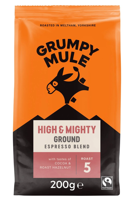 Organic High & Mighty Espresso Blend Ground Coffee 200g (Grumpy Mule)