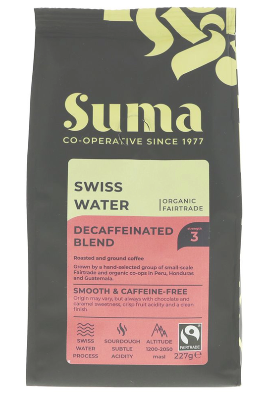 Organic Swiss Water Decaf Ground Coffee 227g (Suma)