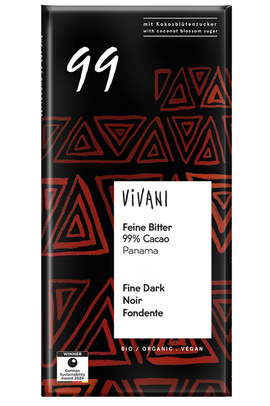 Organic Fine Dark 99% Cocoa Bar 80g (Vivani)