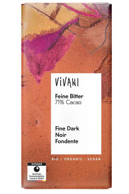 Organic Fine Dark 71% Cocoa Bar 100g (Vivani)