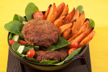 Jerk Turkey Burgers with Sweet Potato Wedges