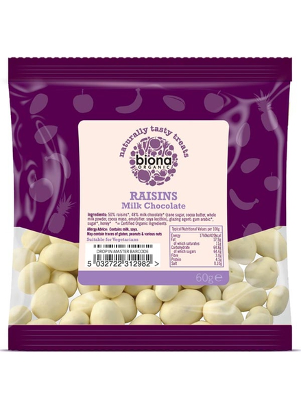 Yoghurt White Chocolate Covered Raisins Organic 60g Biona Healthysupplies Co Uk Buy Online