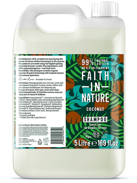 Coconut Shampoo 5L (Faith In Nature) | Healthy Supplies