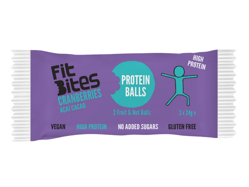 Cranberries, Acai & Cacao Protein Balls, Organic 48g (Fit Bites)