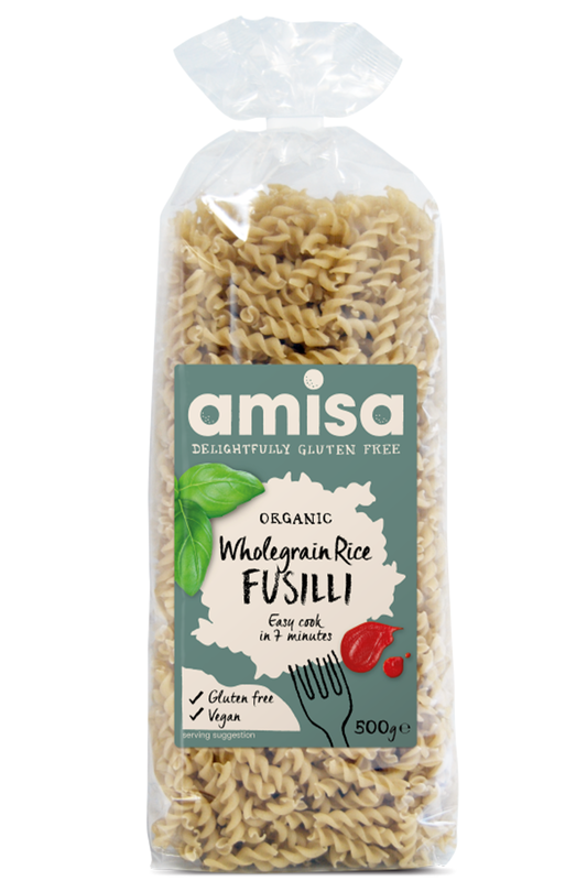 Organic Gluten Free Wholegrain Rice Fusilli 500g (Amisa)