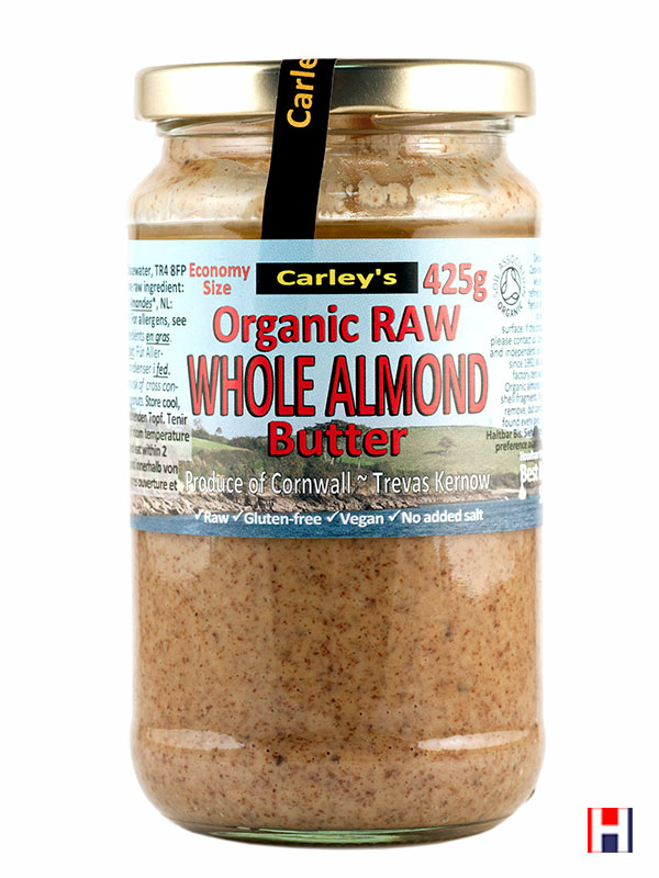 Raw Whole Almond Butter, Organic 500g (Carley's)