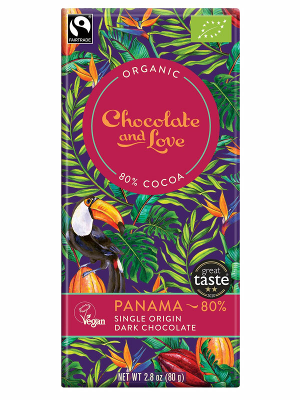 Panama Dark Chocolate, Organic 80g (Chocolate and Love)