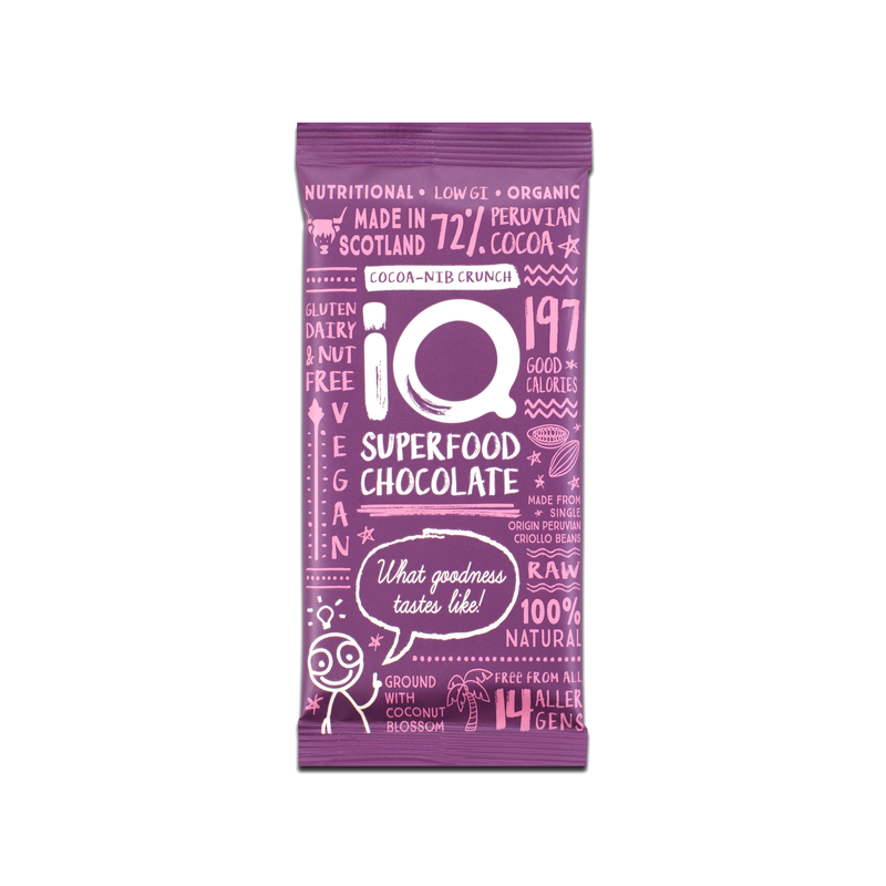 Cocoa Nib Crunch Bar 35g, Organic (iQ Choc)