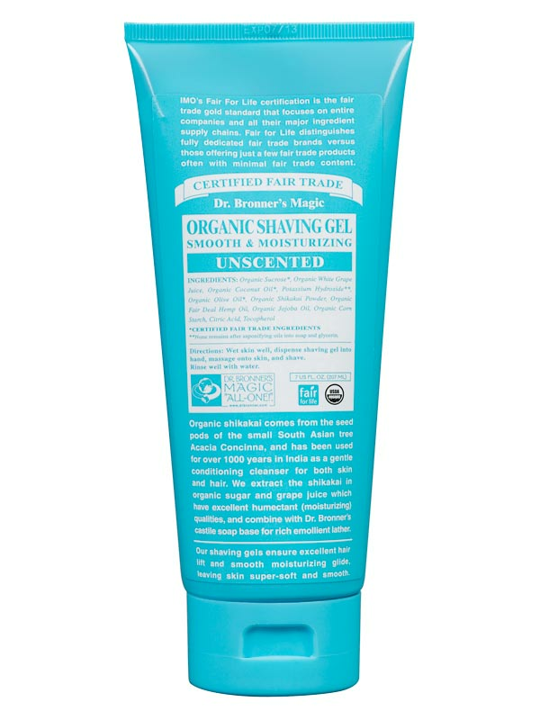 Unscented Shaving Gel, Organic 208ml (Dr. Bronner's)