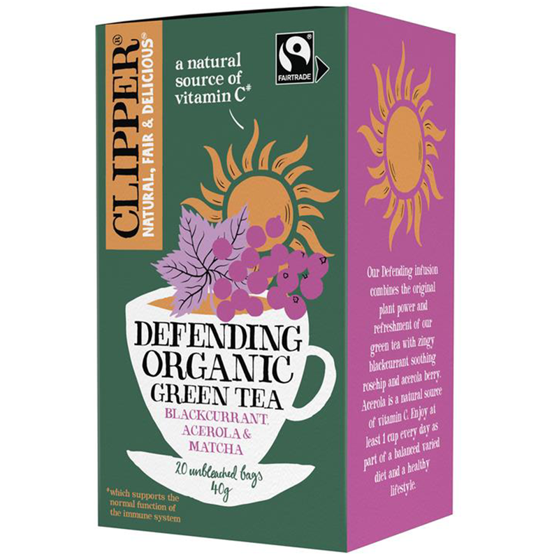 Organic Fairtrade Defending Green Tea 20 Bags (Clipper)