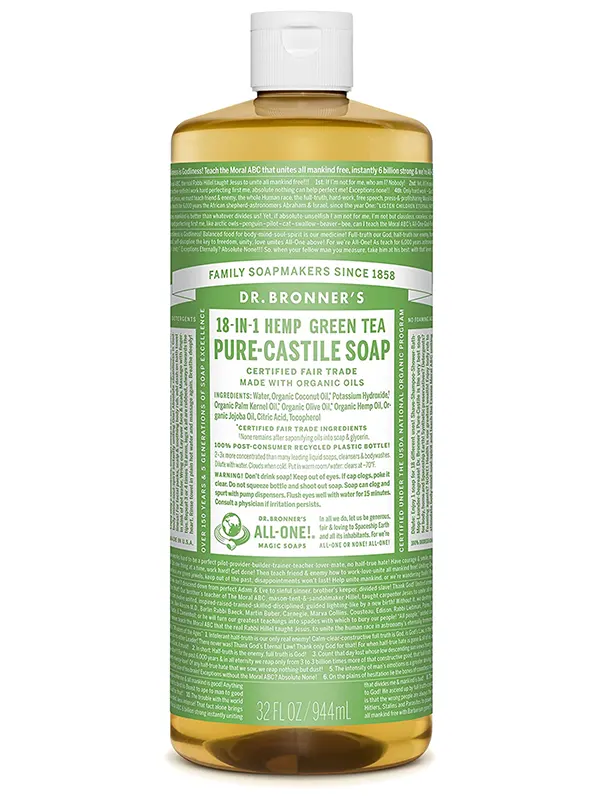 18-in-1 Hemp Green Tea Castile Soap 946ml (Dr Bronner's)