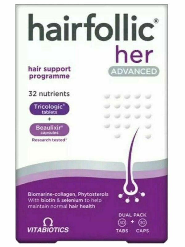 Hairfolic Her Advanced, 30 Capsules + 30 Tablets (Vitabiotics)