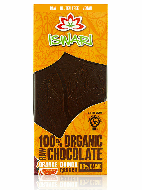 Orange Quinoa Crunch Raw Chocolate Bar, Organic 30g (Iswari)