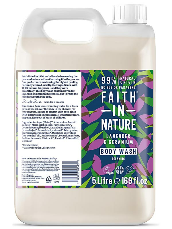 Lavender & Geranium Body Wash 5L (Faith in Nature)