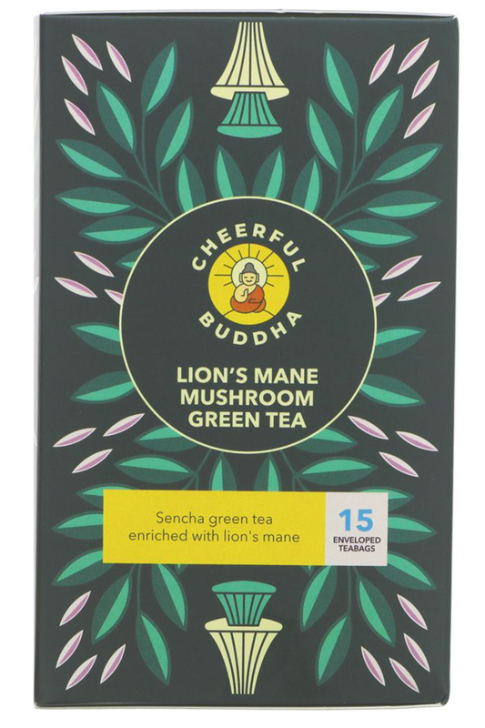 Lion's Mane Mushroom Green Tea 15 Bags (Cheerful Buddha)