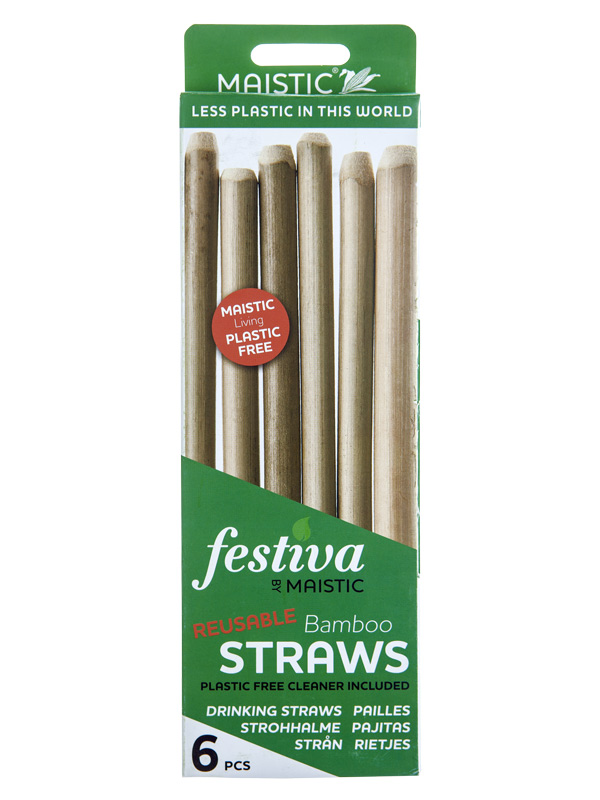 Natural Drinking Bamboo Straws - 6 Pack (Maistic)