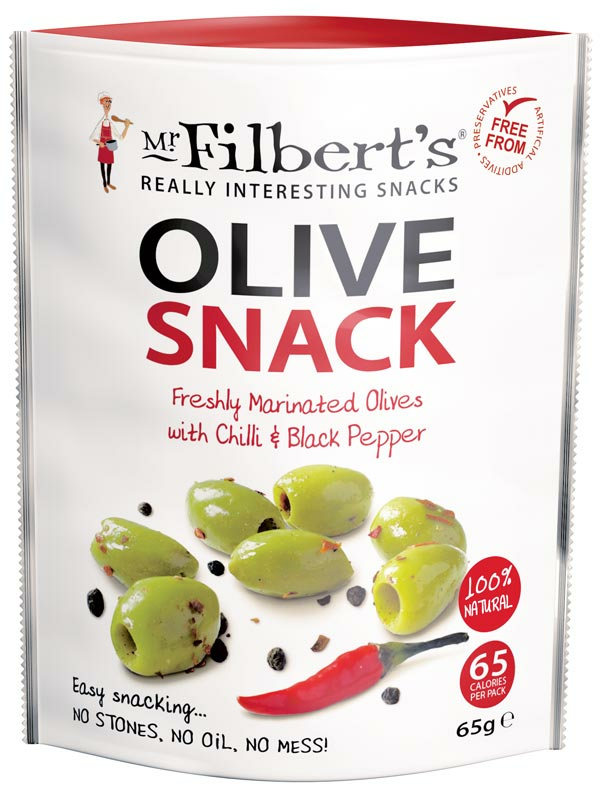Green Olives with Chilli & Black Pepper 65g (Mr Filbert's)
