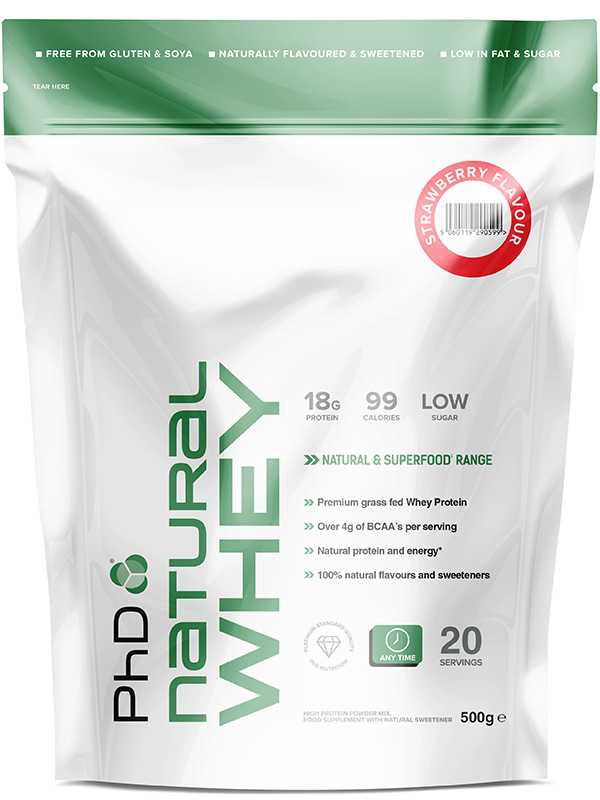 Natural Strawberry Whey Protein 500g (PhD Natural Performance Range)