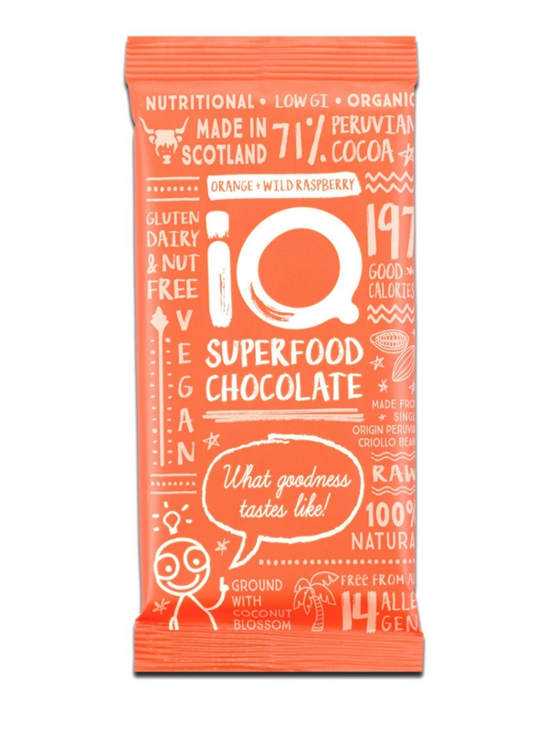 Orange and Wild Raspberry Bar 35g, Organic (iQ Choc)