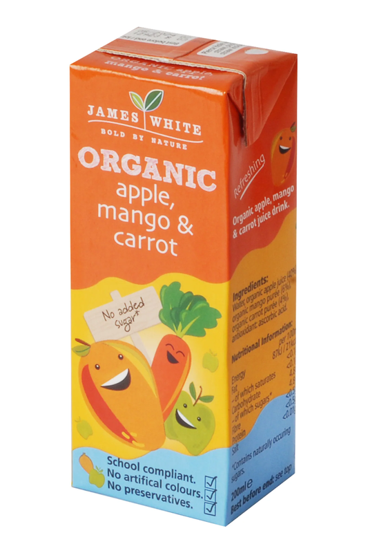 Organic Apple, Mango & Carrot Juice 3 x 200ml (James White)