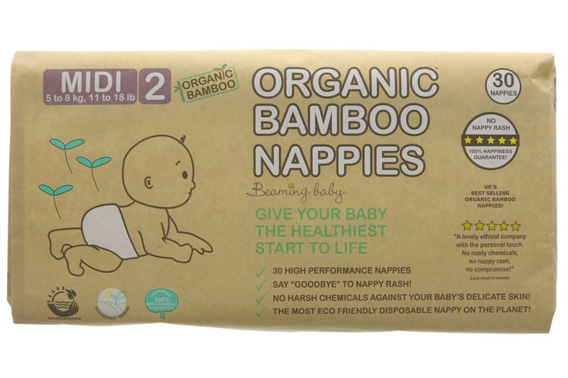 Organic Bamboo Nappies Size 2 x 30 (Beaming Baby)