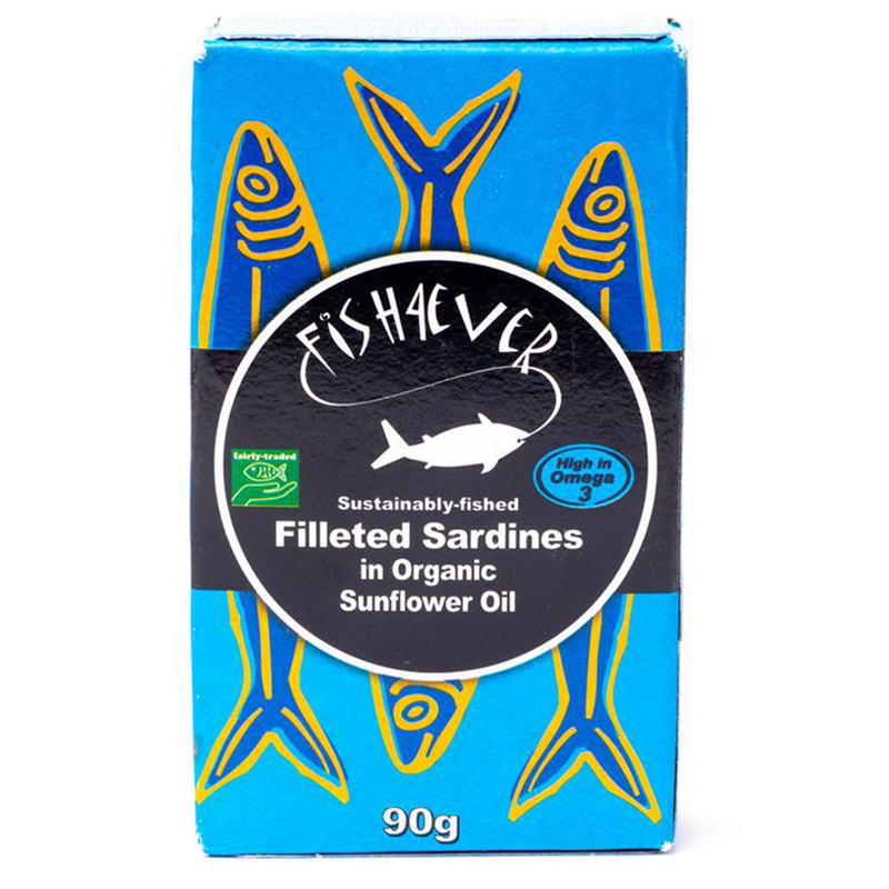 Organic Filleted Sardines in Sunflower Oil 90g (Fish4Ever)