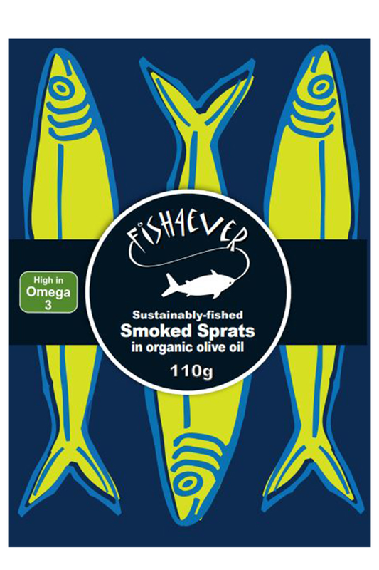 Organic Smoked Sprats in Extra Virgin Olive Oil 110g (Fish4Ever)