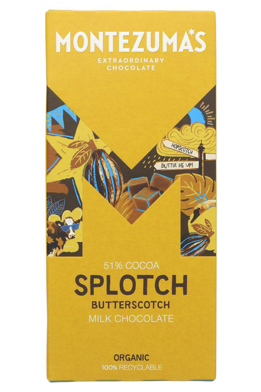 Organic Splotch 54% Milk Chocolate with Butterscotch 90g (Montezuma's)